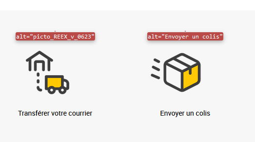 les textes alternatifs incohérents pour remplacer les images et autres