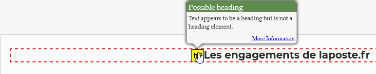 Cette image affiche un H avec un point d'interrogation (wave) avec un titre en gros : Les engagements de laposte.fr